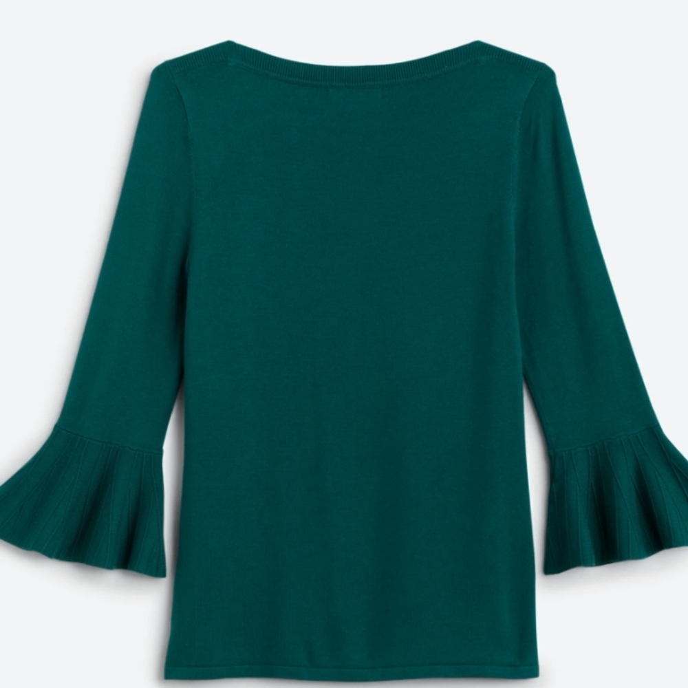 🍁41 Hawthorn Teal Bell Sleeve Sweater Large Petite - Picture 2 of 6